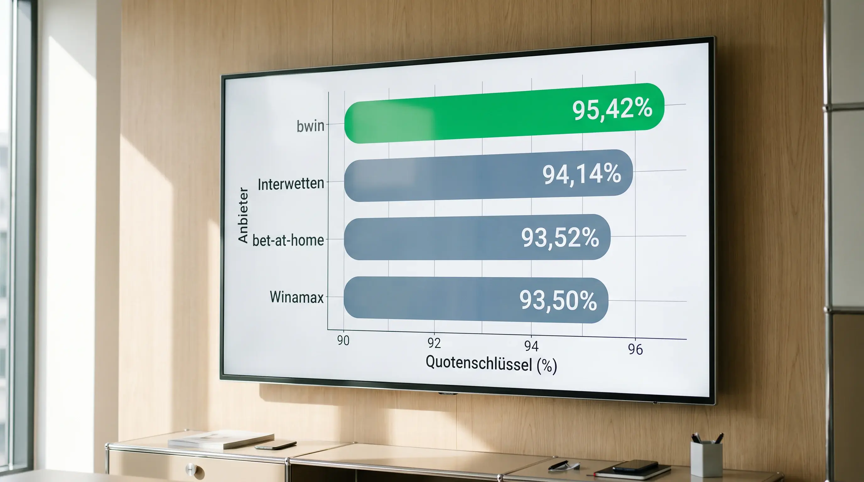 Quotenschlüssel Vergleich H2H Golf Wetten — bwin führt mit 95,42 Prozent vor Interwetten und Winamax